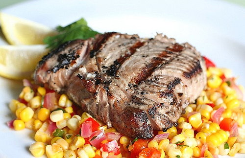 Cook tuna on the grill